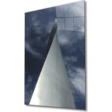 Miraax Aşağıdan Yukarı Doğru Bina Gri Mavi  Geometrik  Tablo