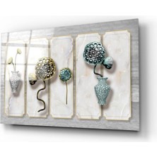 Miraax Vazo ve Çiçekler Cam Tablo