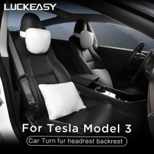 Cdwishbest M3-ZP03SİYAH Stili Luckeasy Tesla Model 3 Için Araba Koltuğu Kafalık Boyun Yastık Yastık Boyun Kafalık Model3 Araba Dönüş Kürk Kafalık Arkalığı (Yurt Dışından)