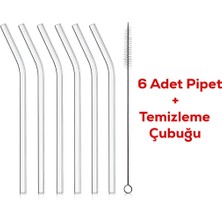 Porsima 20.0058 Isıya Dayanıklı Cam Pipet 7 Parça 9 mm Çap 20 cm Boy Temizleme Fırçası Hediye