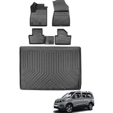 Kalite Oto Peugeot Rifter 2019 Model Bagaj Havuzu+Araca Özel Üretim 3D Havuzlu Paspas Takımı