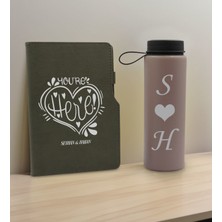 Bk Gift Sevgiliye Özel Isimli Gri Termo Defter ve Gri Cam Matara Hediye Seti-7, Sevgiliye Hediye, Sevgililer Günü, Yeni Iş Hediyesi