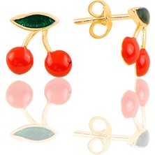 Söğütlü Silver Gümüşrose Mineli Kiraz Çocuk Küpesi SGTL12377ROSE