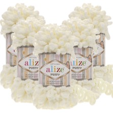 Alize Puffy 5'li 062 Şeker Beyaz El Örgü Ipliği
