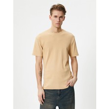 Koton 4Sam10272Hk 057 Bej Erkek Pamuk Jersey Kısa Kollu Basic T-Shirt
