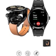 Byrtech RW-37 Bluetooth Kulaklıklı 2si 1 Arada Gps/nfc/siri Destekli Deri Kordonlu Watch Buds Akıllı Saat