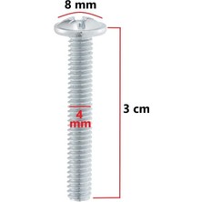 ŞENEL Yapı Market Mobilya Dolap Kapak Kulp Vidası Metrik Vida 4X30 mm 20 Adet