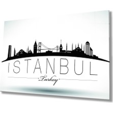 Miraax Istanbul Turkey Yazılı Siyah Beyaz Cam Tablo
