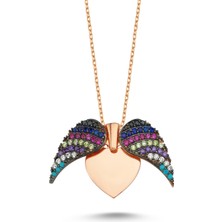 Takı Dükkanı Aşkın Kanatları Gümüş Kalp Kolye İsimli Kolye WSN149U