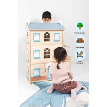 ROZİTOYS EV23 Ahşap Oyun Evi, Çocuk Mavi Oyun Evi