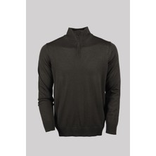 Emporio Armani Erkek Marka Logo Detaylı Dik Yaka Fermuar Kapamalı Siyah Kazak 8N1MUX 1MJXZ-05A6