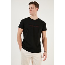 Buratti Basklı Bisiklet Yaka % 100 Pamuklu Slim Fit T Shirt Erkek T Shirt 541GET