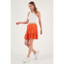 Lela Beli Lastikli Mini Şort Etek Bayan Şort Etek 5865038