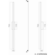 voxlamp lighting solutions Ledli Sword LED Duvar Aplik 70CM