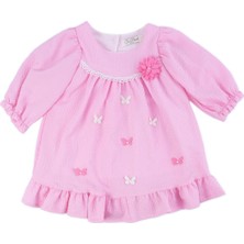 Bebelop Kız Çocuk Kelebekli Çiçek Detay Fırfırlı Şifon Elbise