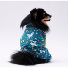 Pawstar Küçük Irk Köpek Mavi Unicorn Penye Tulum Pijama