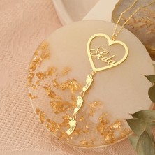 Nox Jewelry 925 Ayar Gümüş Kişiye Özel Ayak Izi Detaylı Kalp Kolye