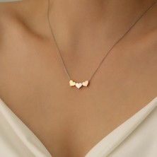 Nox Jewelry 925 Ayar Gümüş Üç Renk Kalp Kolye