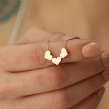 Nox Jewelry 925 Ayar Gümüş Üç Renk Kalp Kolye