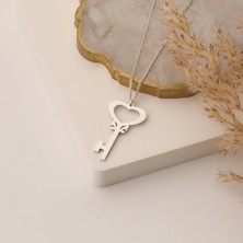 Nox Jewelry 925 Ayar Gümüş Kalp Detaylı Anahtar Kolye
