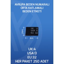 Netsan Etiket Avrupa Beden Numaralı Orta Katlamalı UK12-USA8-EU40 Siyah Beden Etiketi - 250 Adet