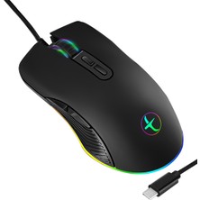 Decisive USB C Fare Tip C Ergonomik Kablolu Fare Rgb Oyun Faresi Optik Fare (Yurt Dışından)