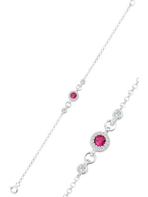 Söğütlü Silver Gümüş Kök Yakut ve Zirkon Taşlı Bileklik