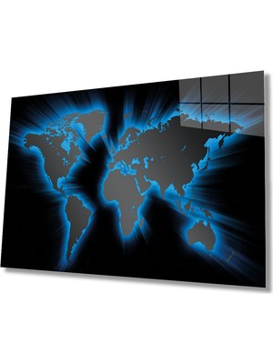 Miraax Dünya Haritası  Cam Tablo
