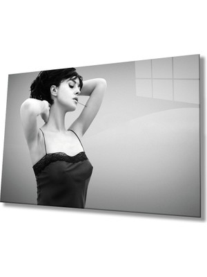 Miraax Siyah Beyaz Insan Fotoğrafları Kadın Cam Tablo