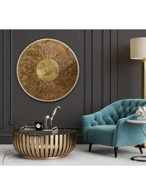 Miraax Gold Desen Yuvarlak Cam Tablo