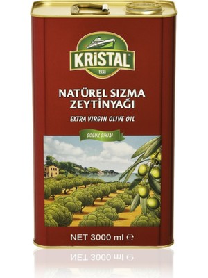 Kristal Natürel Sızma Zeytinyağı Dolgun Güçlü Lezzet 3 L teneke