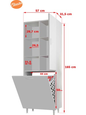 Modilayn Kirli Çamaşır Dolabı Düşer Kapaklı Banyo Dolabı Sepetli Çok Amaçlı Dolap