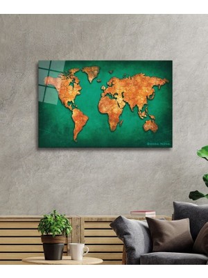 Miraax Dünya Haritası  Cam Tablocalligraphy