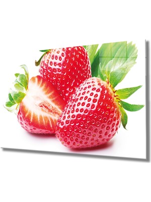 Miraax Çilek Cam Tablo Strawberry Art