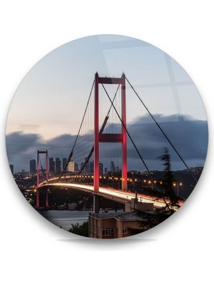 Miraax Istanbul Boğaz Köprüsü Yuvarlak Cam Tablo