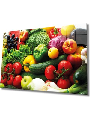 Miraax Meyve ve Sebze Cam Tablo Fruits And Vegetables Art