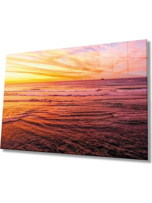 Miraax Gün Batımı Deniz Manzaralı Cam Tablo
