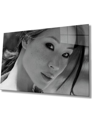 Miraax Siyah Beyaz Insan Fotoğrafları Cam Tablo   Kadın