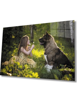 Miraax Çocuk ve Köpek Cam Tablo