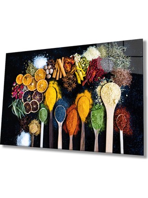 Miraax Kaşıklarda Baharatlar Cam Tablo