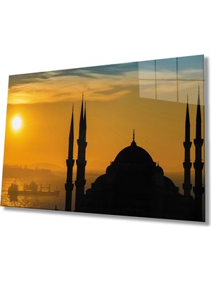 Miraax Gün Batımı Cami Deniz Cam Tablo