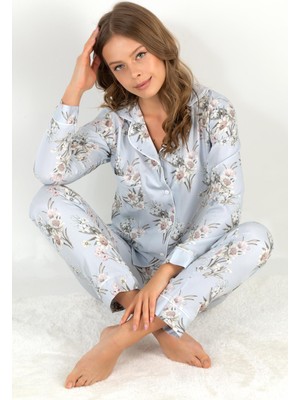 Doremi Blue Grace Uzun Kollu Bayan Pijama Takımı