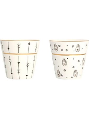 Porland Vici 2 Parçalı Desenli Porselen Kupa Takımı