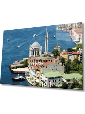 Miraax Istanbul Ortaköy Kuşbakışı Manzara  Cam Tablo