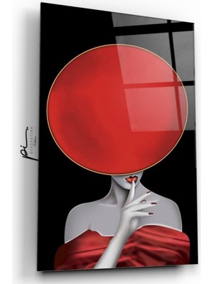 Miraax Şapkalı Kadın Cam Tablo