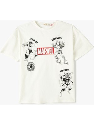 Koton Marvel Tişört Lisanslı Kısa Kollu Bisiklet Yaka Pamuklu