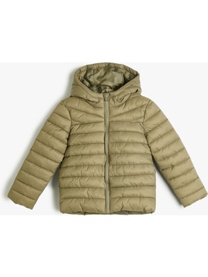 Koton Şişme Mont Kapşonlu Cepli Etiket Detaylı