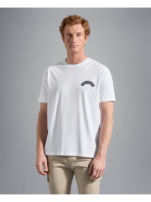 Paul & Shark  Erkek Logo Baskılı Bisiklet Yaka Normal Kesim Beyaz Kazak 22411130-010