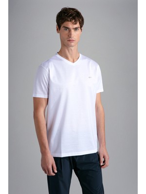 Paul & Shark  Erkek Pamuklu Regular Fit Yuvarlak Yaka Beyaz T-Shirt 24411018-010