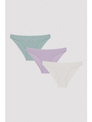 Penti Whisper Lacy Dantel Çok Renkli 3lü Slip Külot